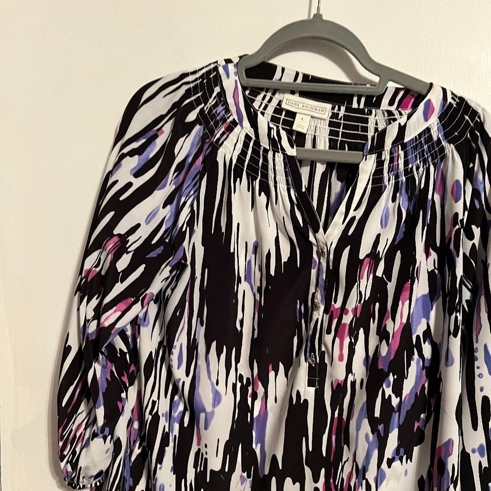 DANA BUCHMAN half front buttons longsleeve Blouse SZ L